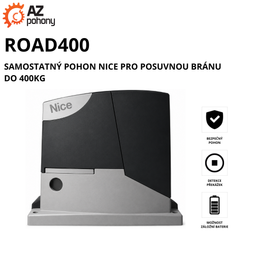 ROAD400 - samostatný pohon Nice pro posuvnou bránu do 400kg
